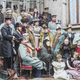 A colorized image of Queen Victoria of England with the Romanov family.